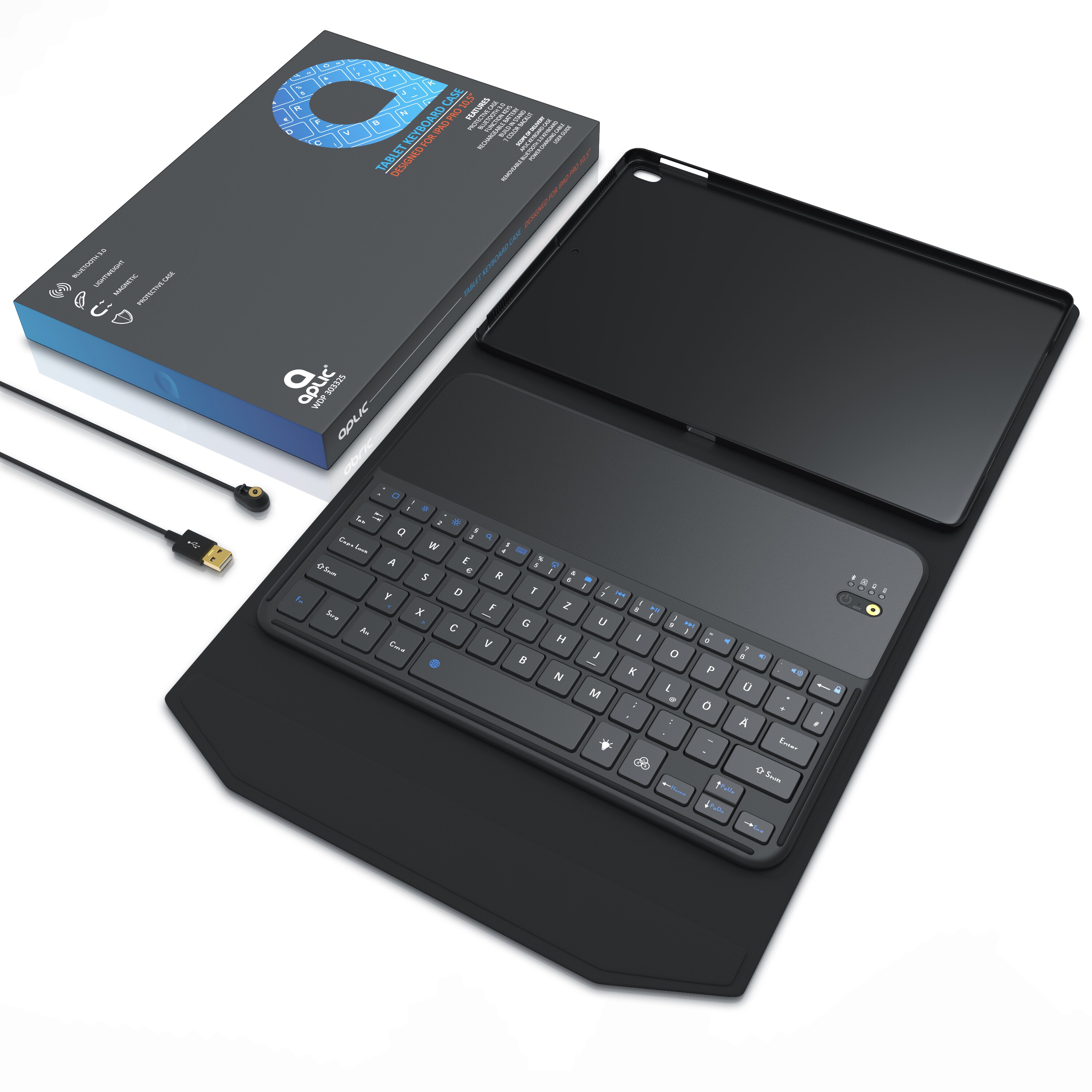 Aplic Tablet-Tastatur, Kunstledercase für iPad Pro 10,5