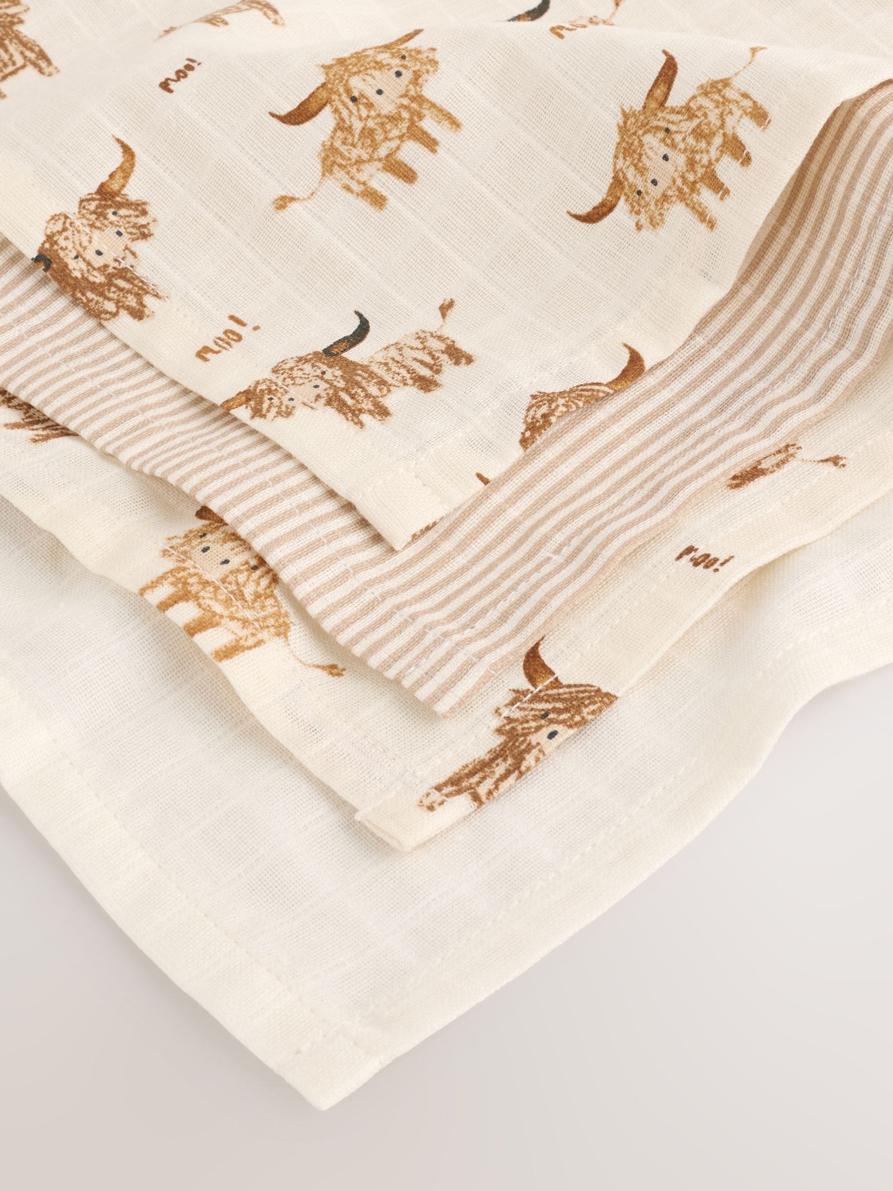 Neutrale Hamish de koe - Set van 4 mousseline babydoekjes