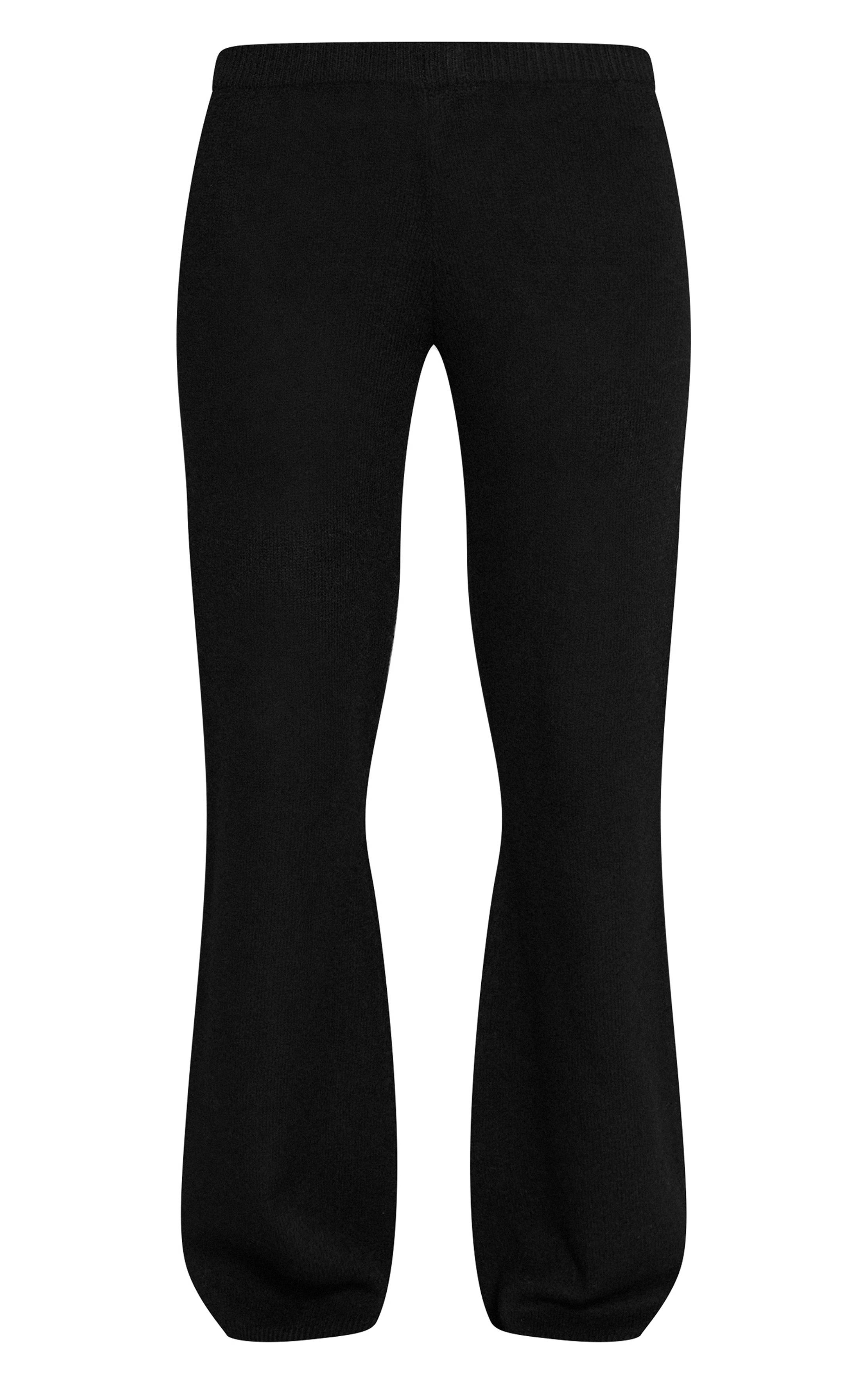 Noir Pantalon Tricoté Taille Mi-haute