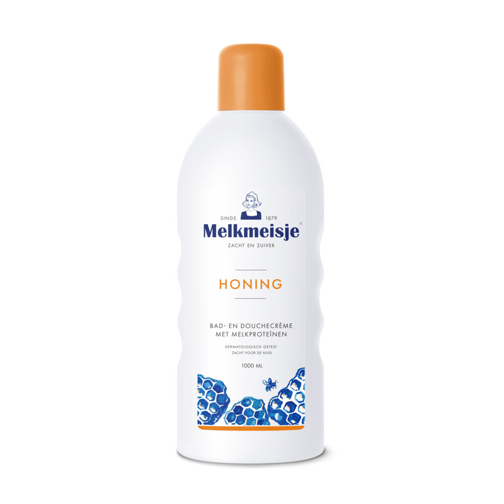 4x Melkmeisje Bad en Douche Crème Honing1000 ml