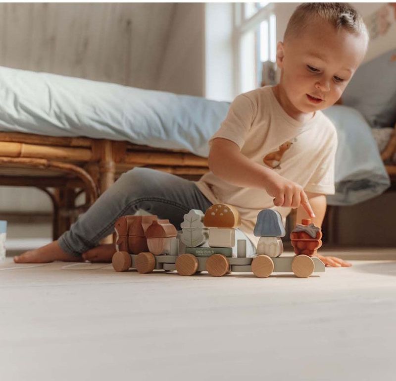 Little Dutch - Blokkentrein Eekhoorn - Speelgoed - Multikleur - FSC