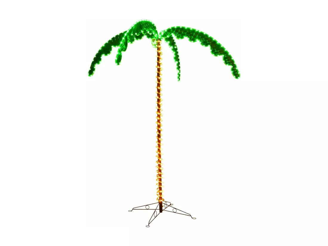Palmier Artificiel LED Hauteur 136 cm, Lampe Motif de Cocotier d'Intérieur et d'Extérieur, avec Base Pliante, 60Hz/8W