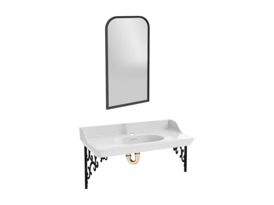 Pack plan vasque suspendu JACOB DELAFON Cléo 1889 + miroir + siphon or