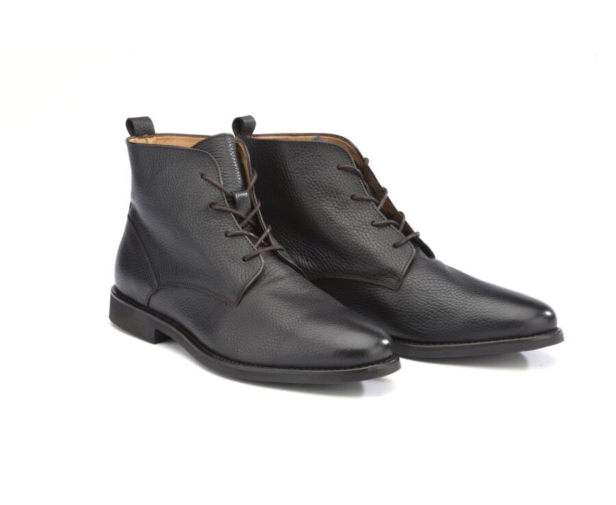 Bottine cuir homme à lacets Chocolat Grainé - KEMERTON GOMME CITY