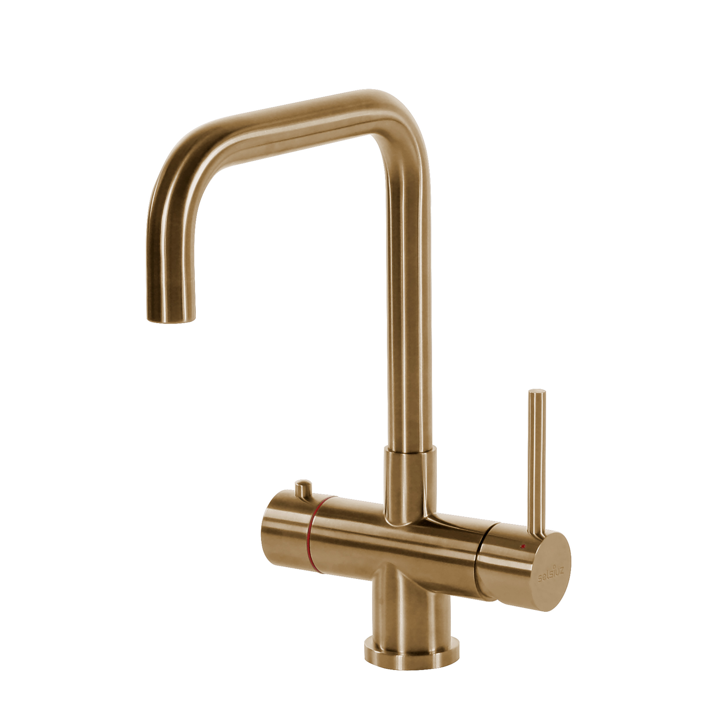 Selsiuz Inox kokend water kraan met combi extra boiler en U-uitloopkraan gold