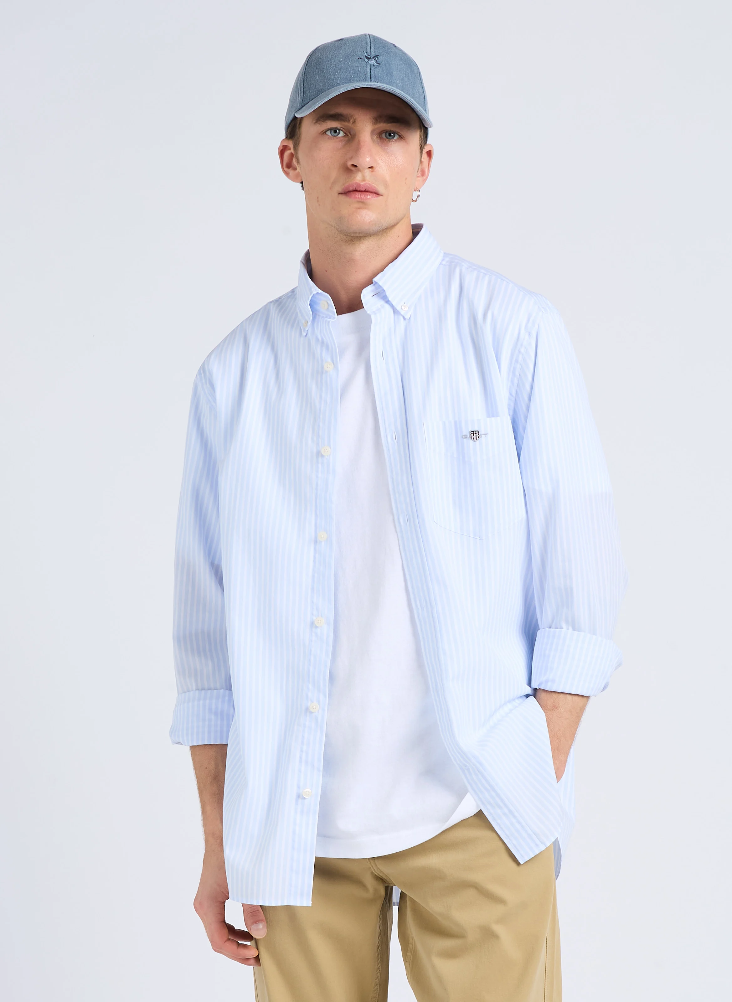 Chemise col classique en coton | Bleu