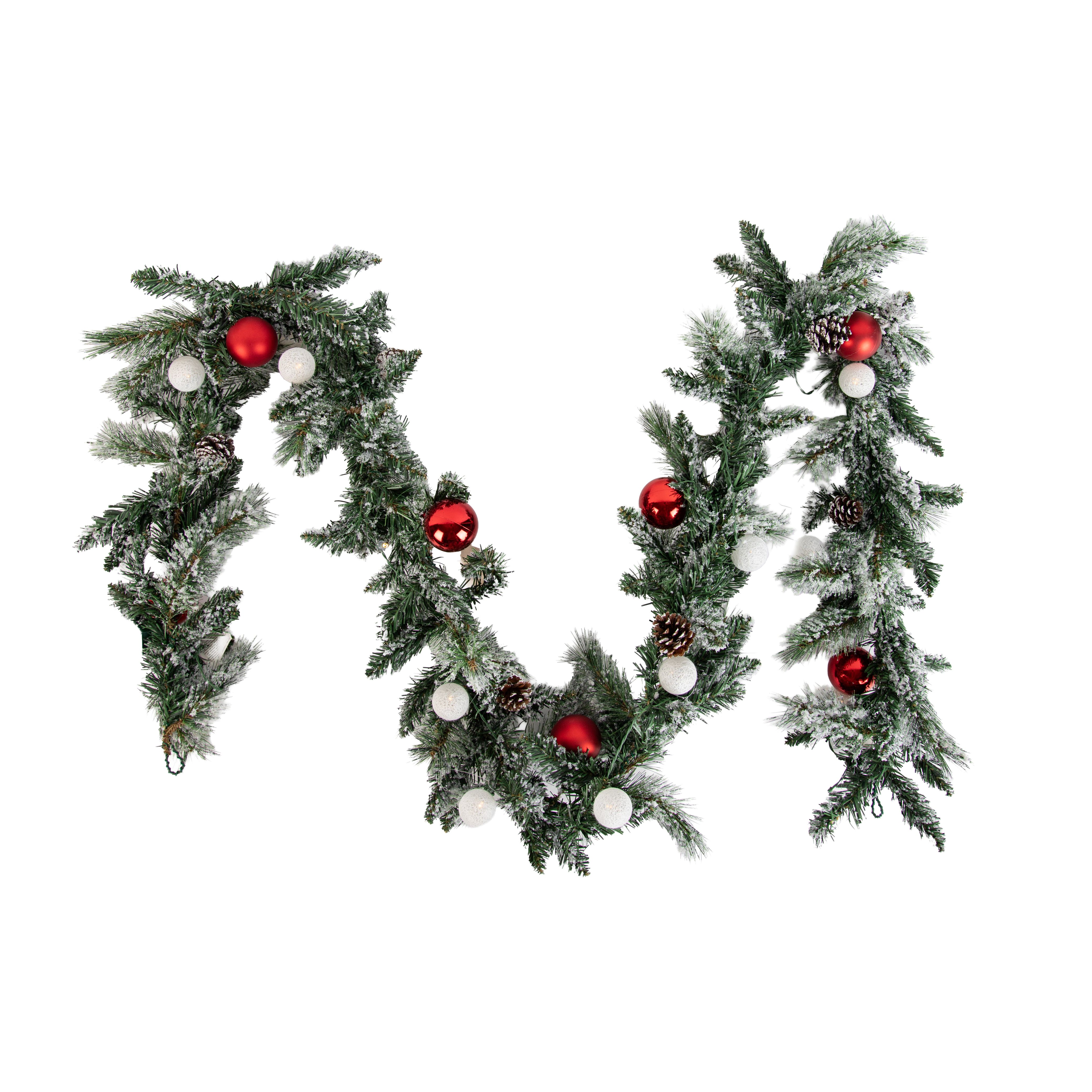 Kerst guirlande wit met rood 270cm incl. LED met timer - Jack