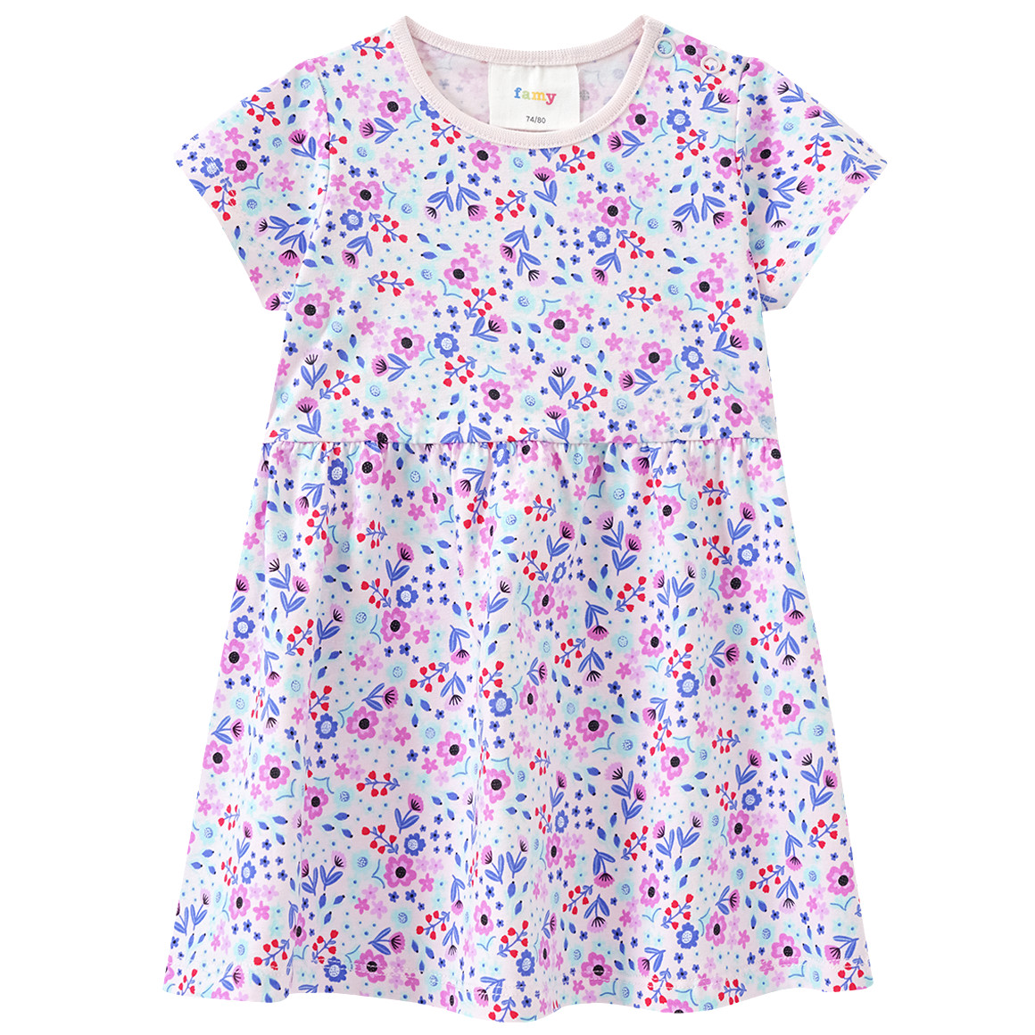Famy 2 Baby Kleider mit bunten Motiven blau / zartrosa