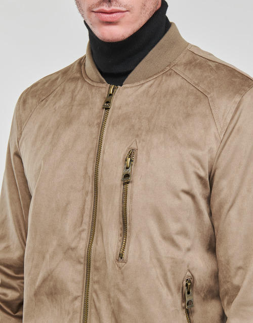 Guess - FAUX SUEDE HOODED BOMBER - Beige