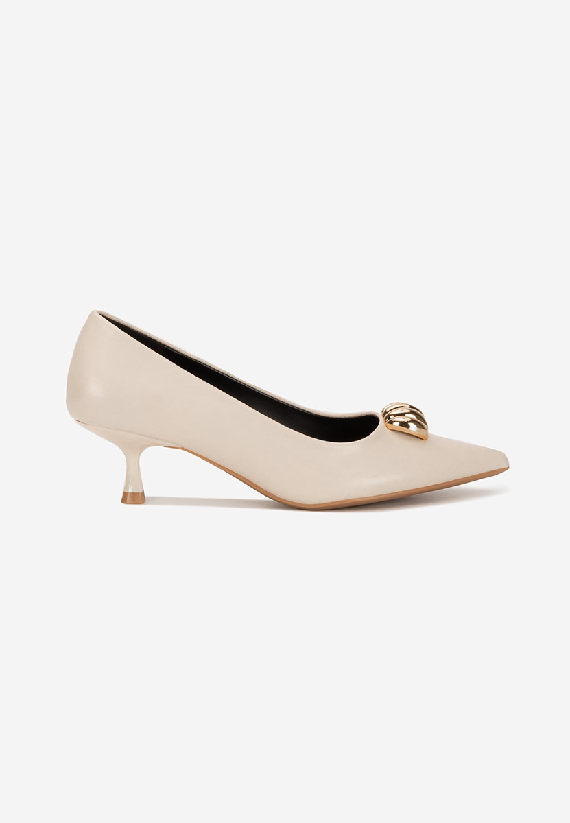 Chaussures à petit talon beige Ruxanda
