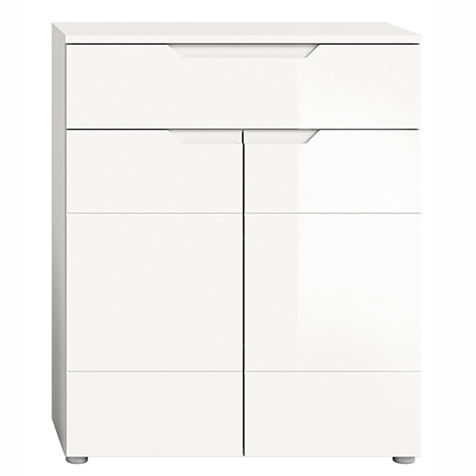 Garderobenkommode HILTON - alpinweiß-weiß Hochglanz - 97 cm hoch