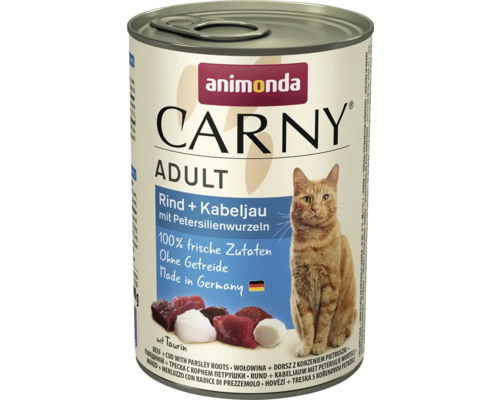 Animonda Carny Adult natvoer voor katten, rundvlees, kabeljauw en peterseliewortel, 400 g