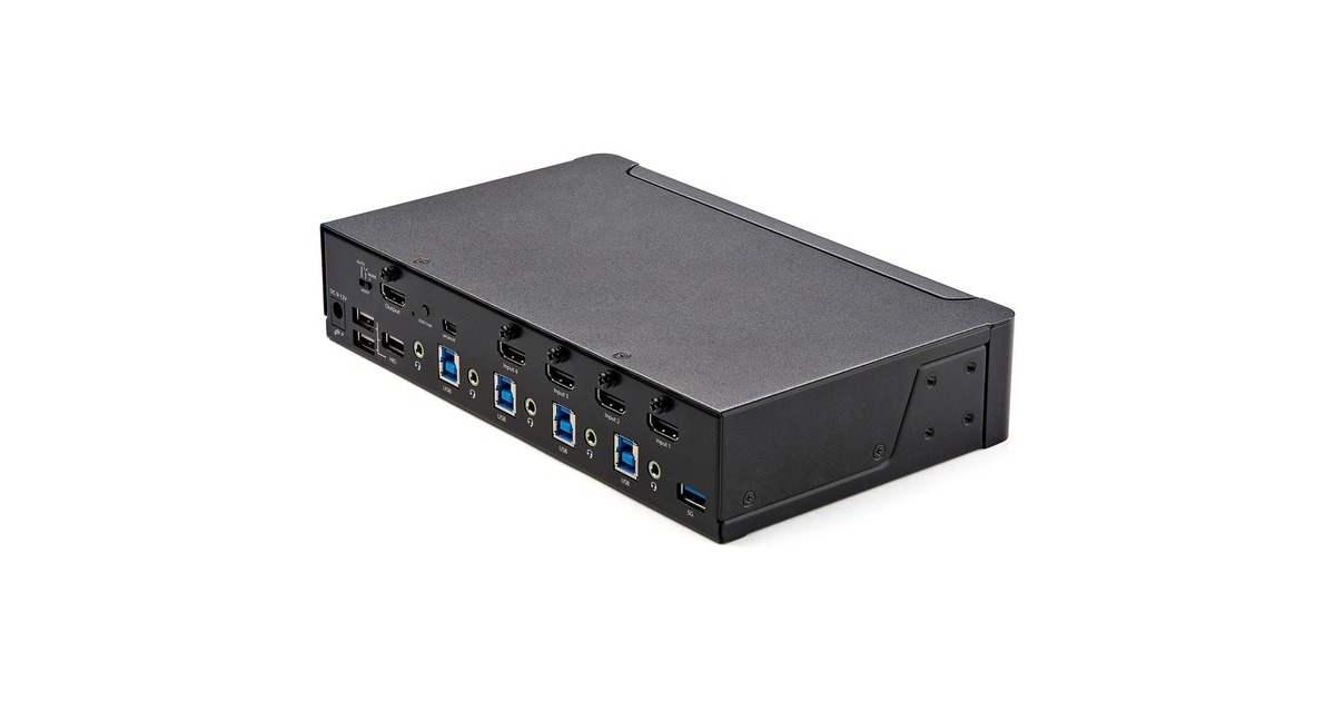Startech4 Port Single Monitor KVM HDMI Switch kvm-switch  (Zwart, 4K 60Hz Ultra HD HDR, HDMI, USB 3.0)