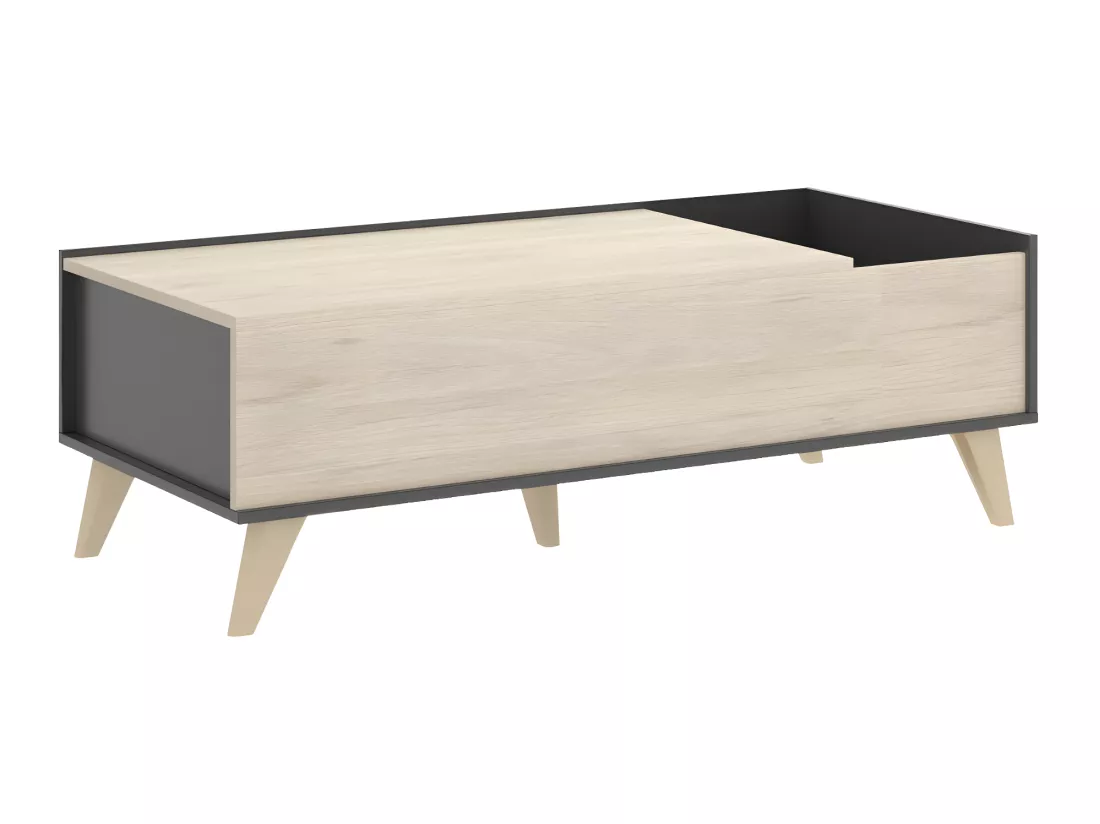 Ensemble Table basse + Meuble TV - Anthracite et chêne - Séjour scandinave KOLYMA