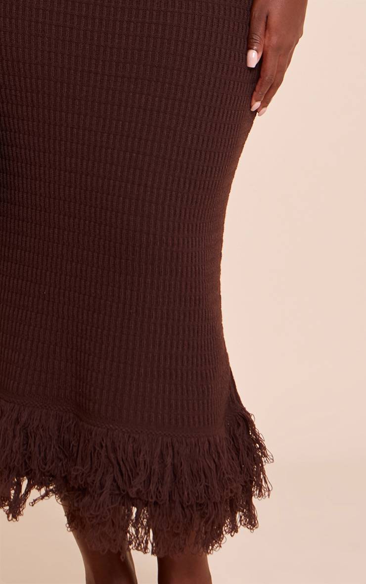 Chocolat Robe Maxi Asymétrique En Maille Bouclée Grande Taille