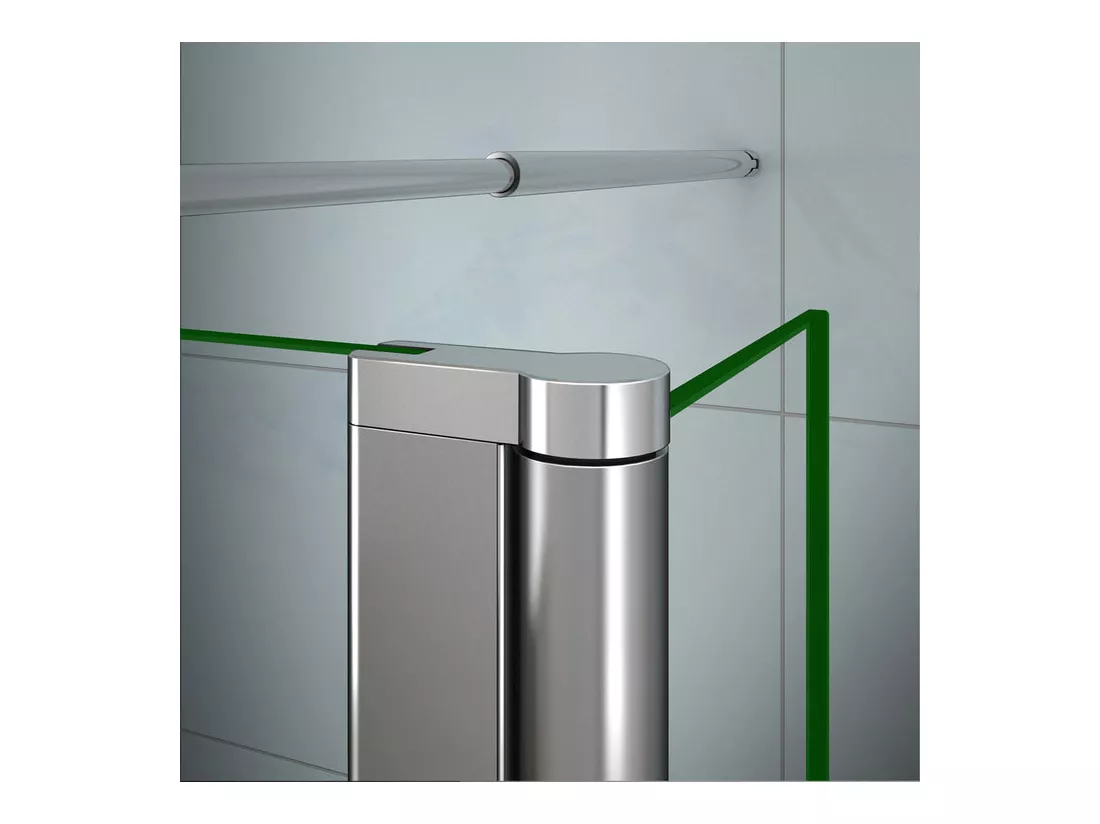Paroi de douche à l'italienne 40+30x200cm avec retour pivotant - Verre 8mm trempé - Avec barre de fixation 70-120cm en cylindrique