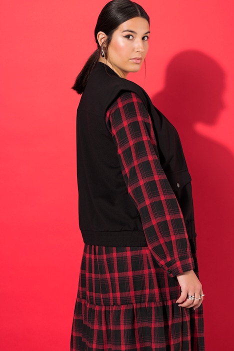 Jersey-Weste, kurzer Boxy Shape, verdeckter Zipper