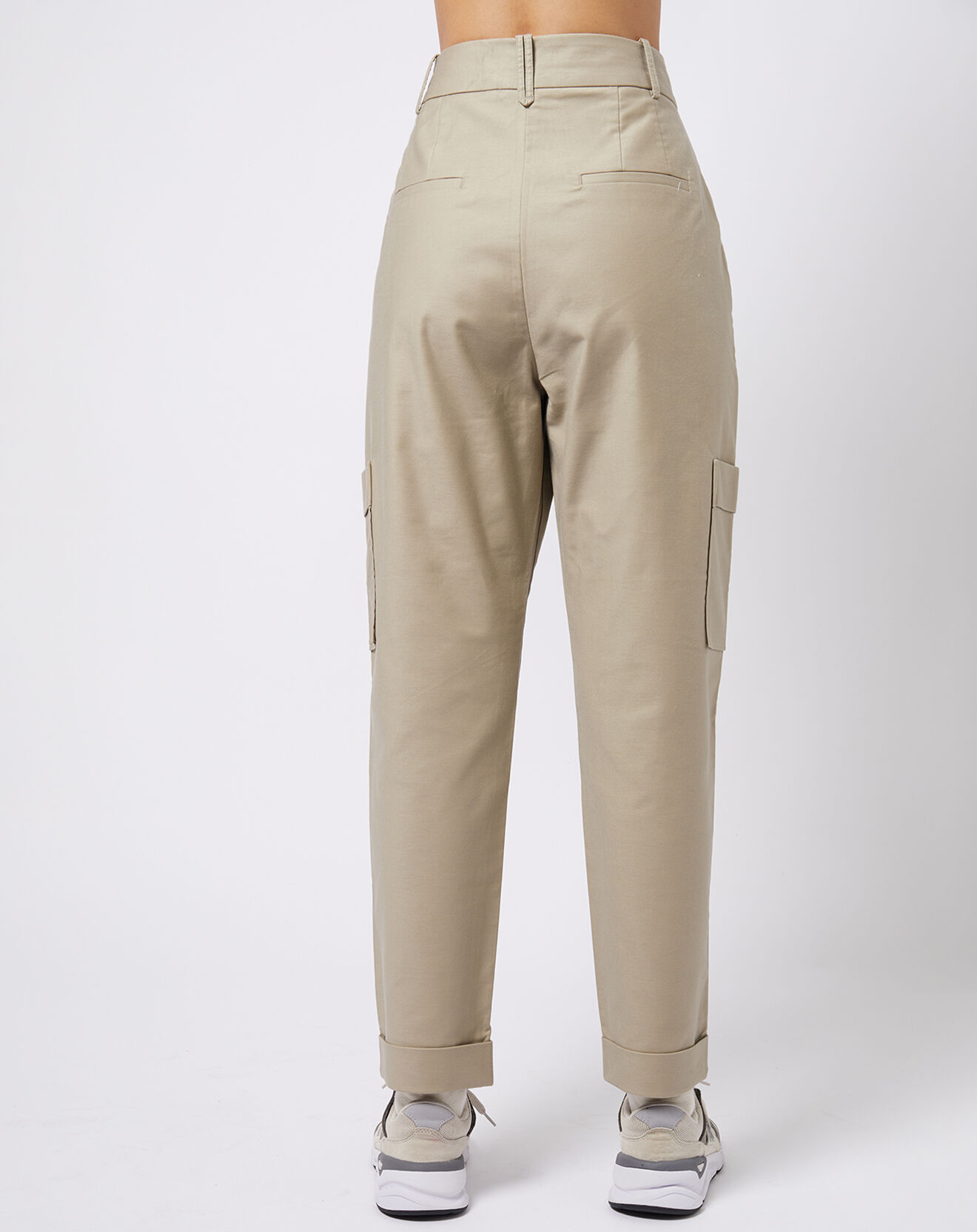 Esprit Pantalon en Toile de coton type cargo beige