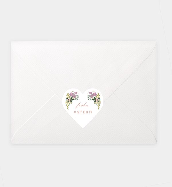 Siegelsticker Floral Egg, Herz-Siegelaufkleber (46 x 45mm)