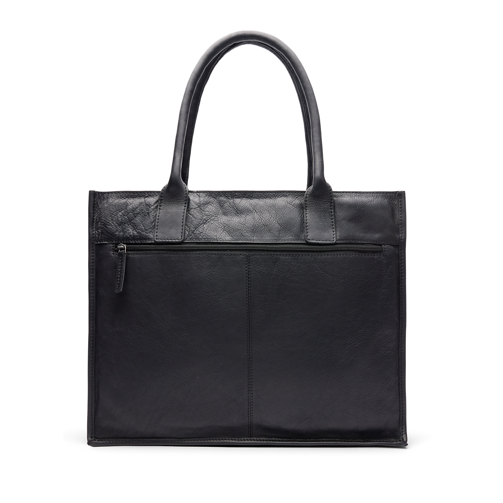 Zwarte leren shopper