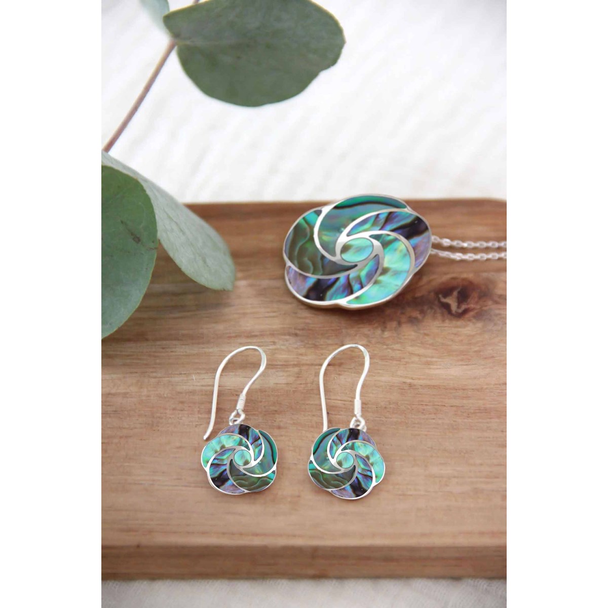Pendants d'oreille en nacre abalone et Argent 925 millièmes - Bijoux de qualité supérieure