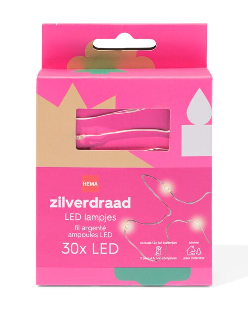 guirlande lumineuse 30 lampes LED fil argenté 3m