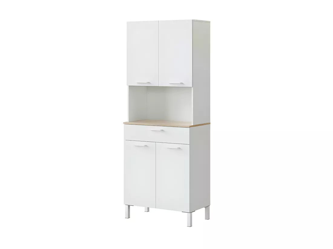 Buffet 4 portes Blanc/Chêne - TEKANA - L 72 x l 40 x H 186