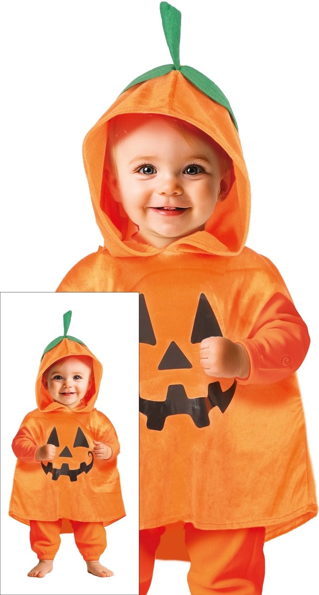 Halloween Poncho Baby Pompoen