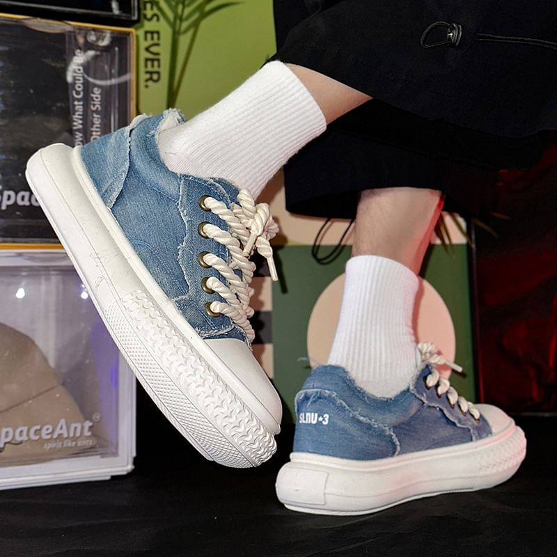 Tanzanite - Veterschoenen met plateauzool