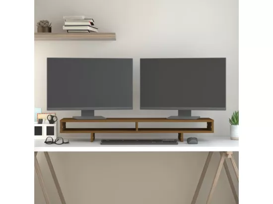 Support de moniteur Marron miel 100x27x14 cm Bois de pin solide