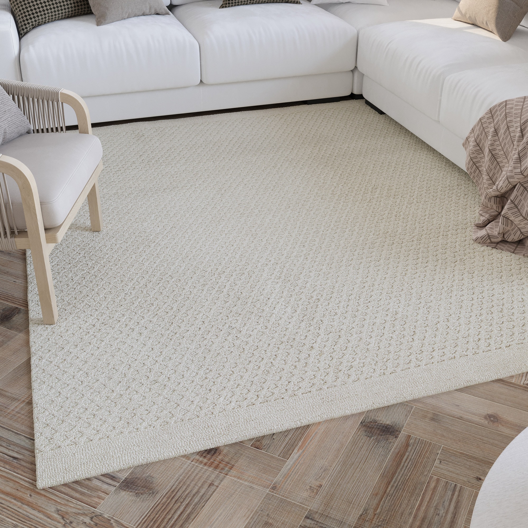 Wecon home Wollteppich »Hamptons THIRTYEIGHT« rechteckig 11 mm Höhe Läufer, Schurwolle, Kurzflor, Wohn- & Schlafzimmer, elegant, Waben