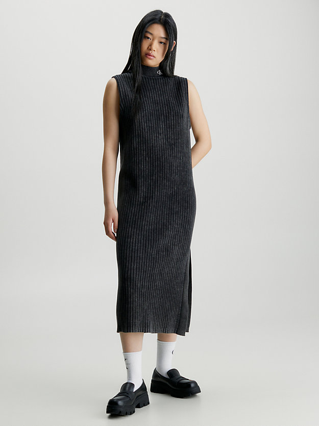 Vestido maxi em malha de algodão lavada