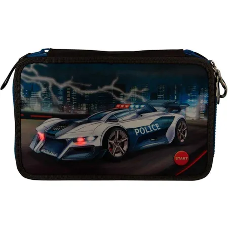 Depesche Monster Cars Federtasche Tripledecker Polizei mit LED, gefüllt