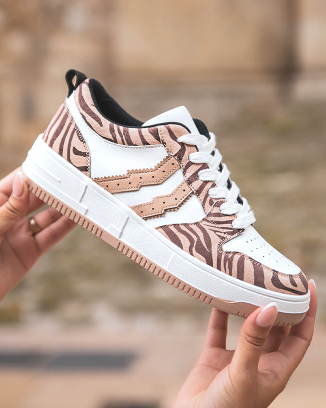 Basket femme motif animal à lacets - CL65 ZEBRA