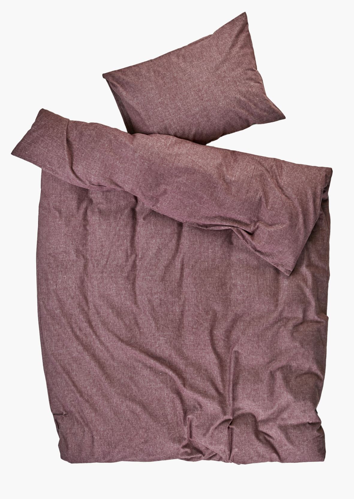 Garnfarget flanell sengesett burgunder - 200x220 cm