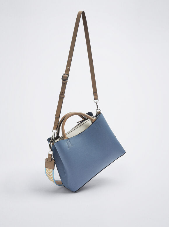 Bolsa tote básica com alças duplas - Azul