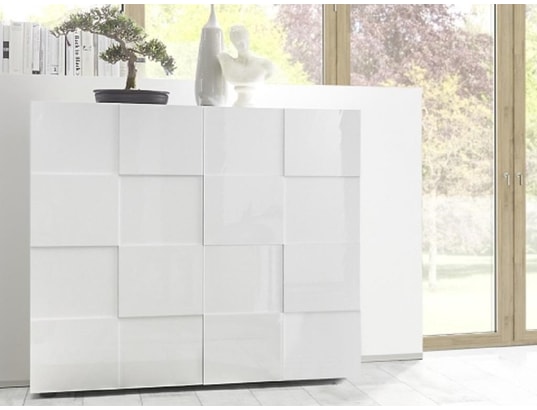 VENTE-UNIQUE - Bahut Buffet haut calisto - 2 portes - blanc laqué