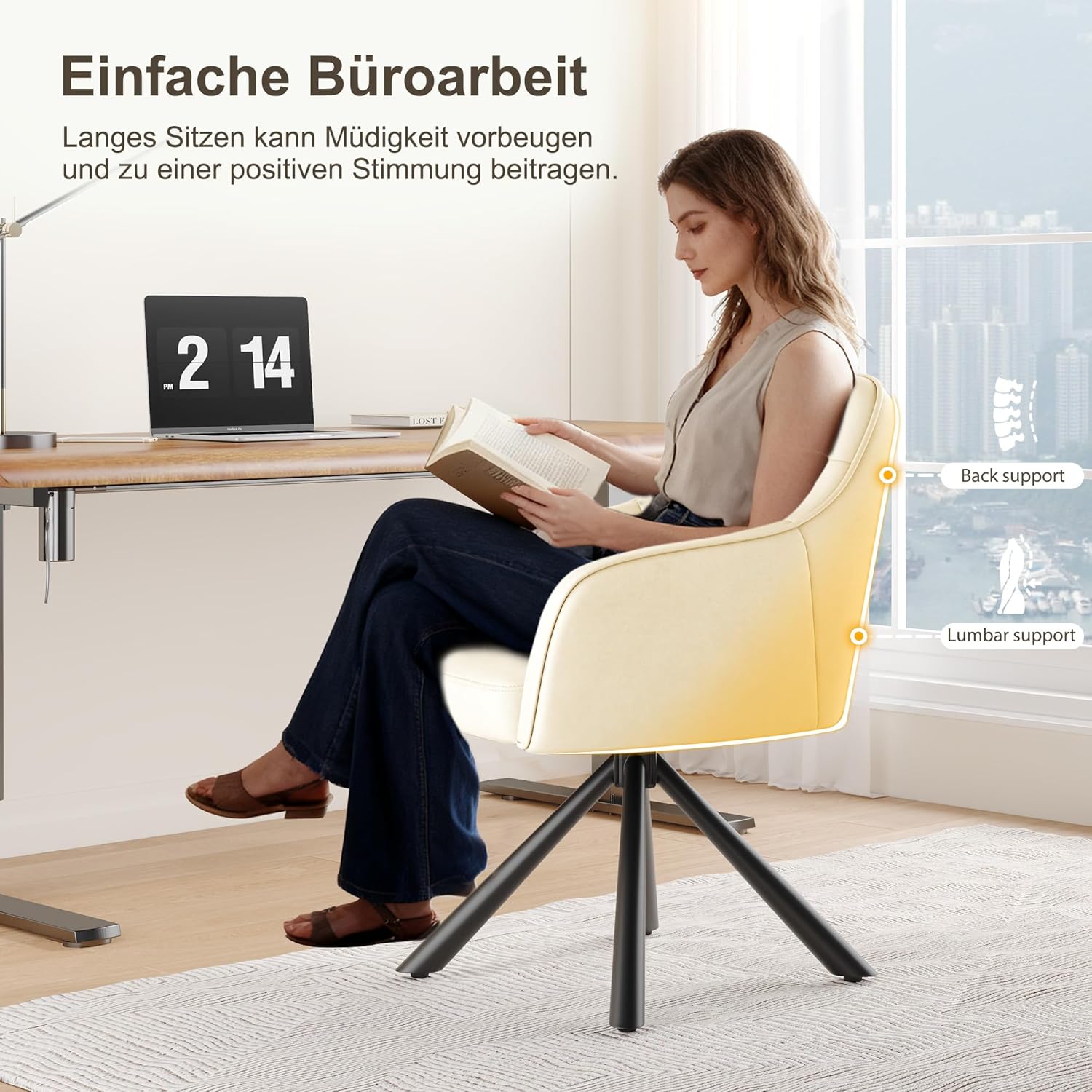 YOUDENOVA Esszimmerstühle 2er Set, 360° Drehbar mit Armlehnen, Samt Polsterstuhl für Esszimmer, Küche, Wohnzimmer & Büro, Stühle Esszimmer Weiß