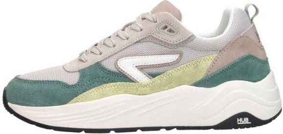 HUB Glide chunky suède sneakers beige groen