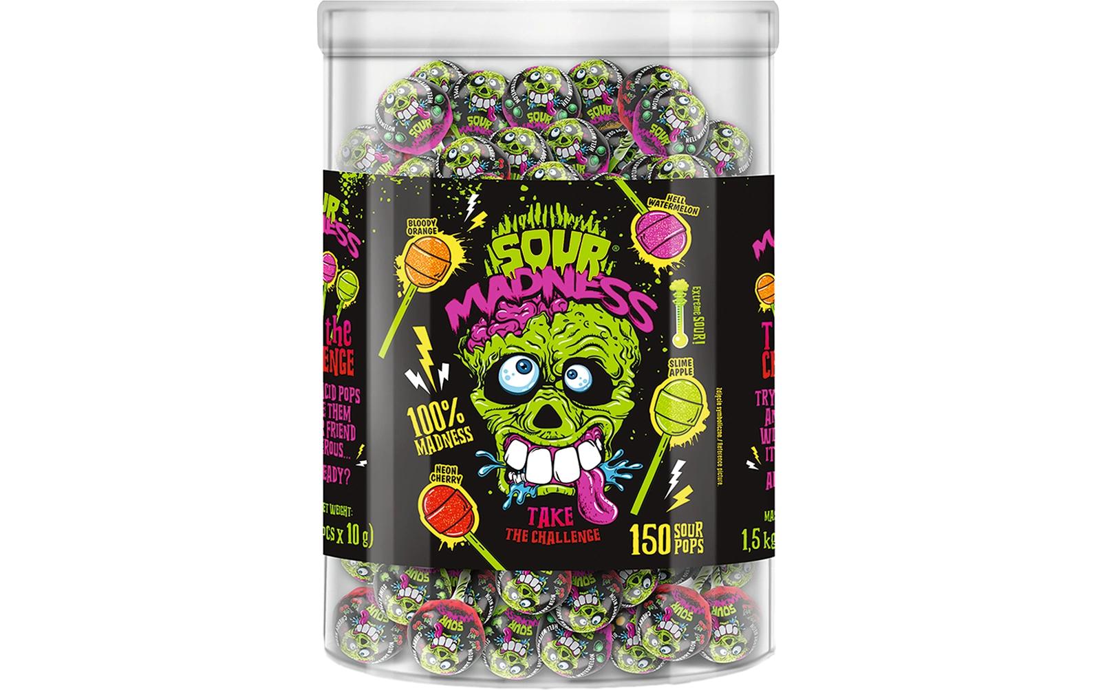 Lollipop Sour Madness 1.5 kgBunte Lollies