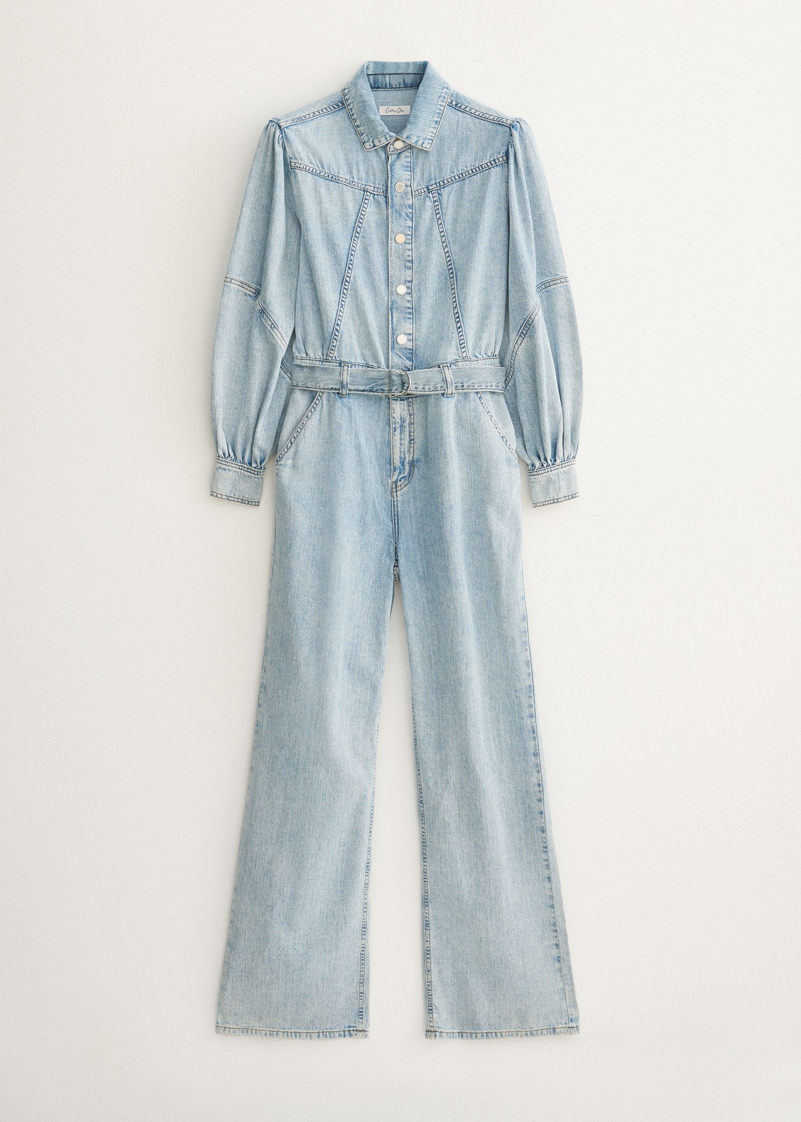 Denim jumpsuit met riem