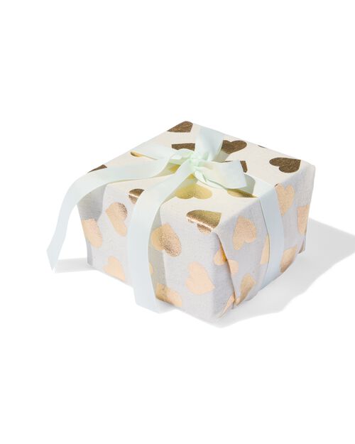papier d’emballage réutilisable en tissu M coeurs or