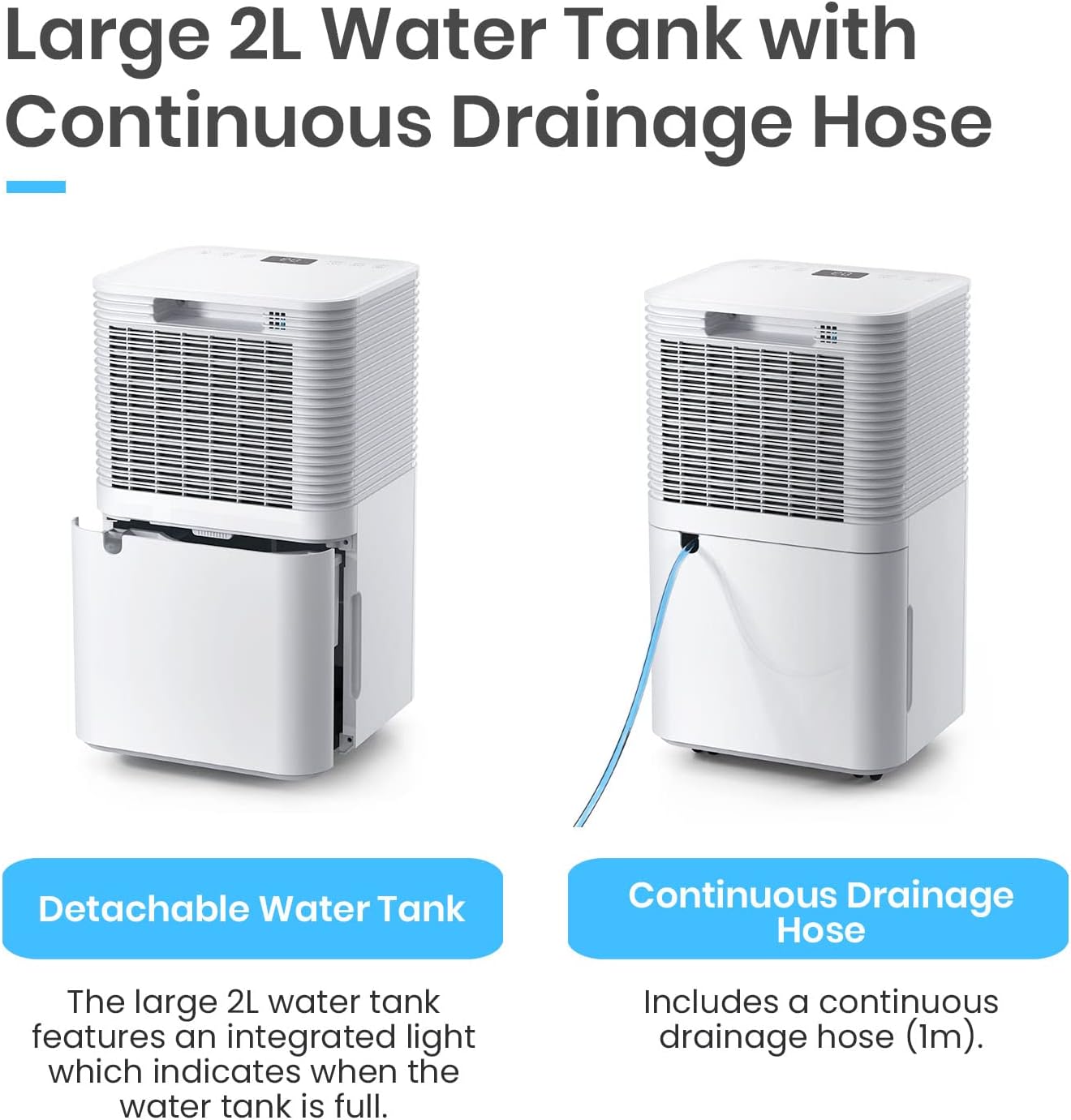 Pro Breeze Déshumidificateur Compresseur 12 L/jour avec capteur d'humidité automatique, Séchage du linge, Drainage continu, Mode Nuit & Minuterie 24 heures - Réduit humidité, moisissure, condensation