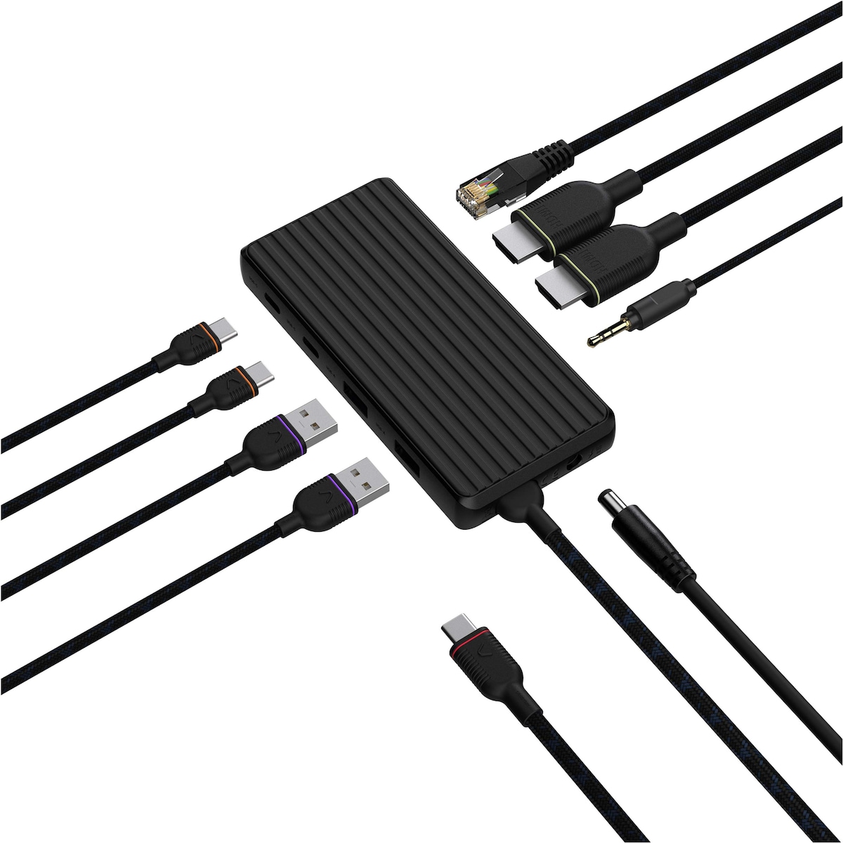 Unisynk 9 port 4K 100W USB-C dokkingstasjon (sort)