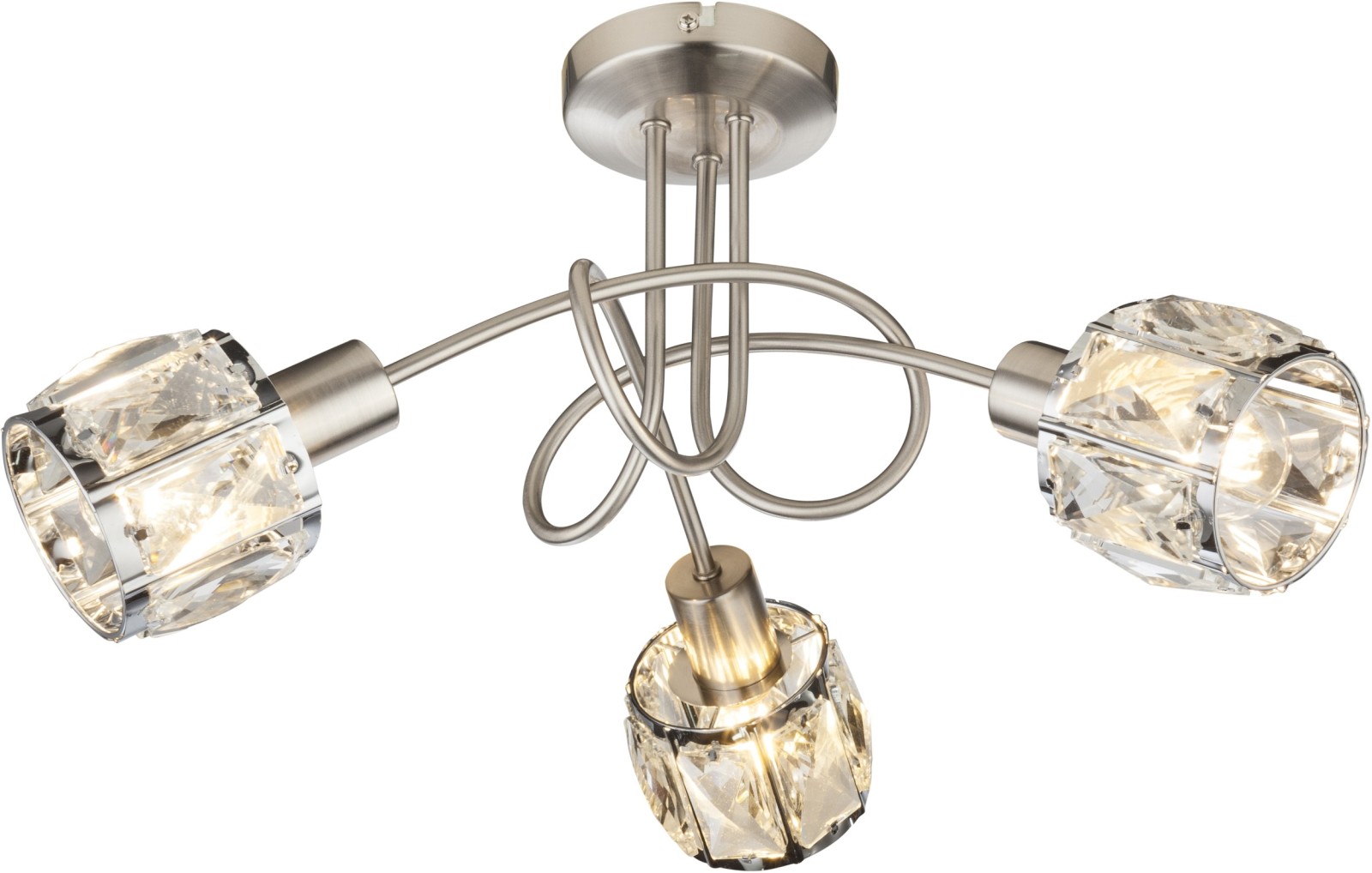 Deckenleuchte - Nickel matt - Metall - Glaskristalle