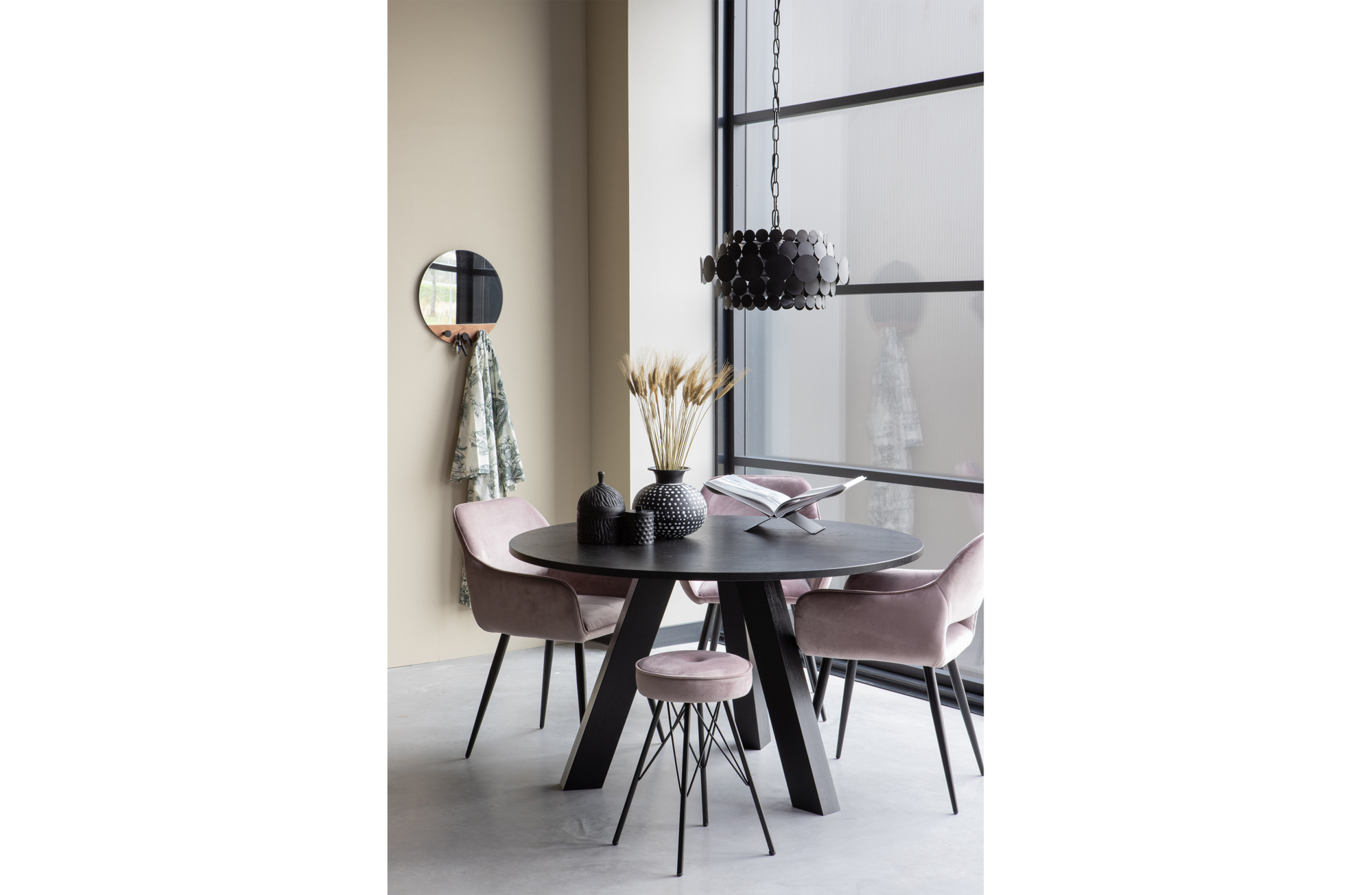 WOOOD stoel Jelle (set van 2) Fluweel Zwart - 2 stuks