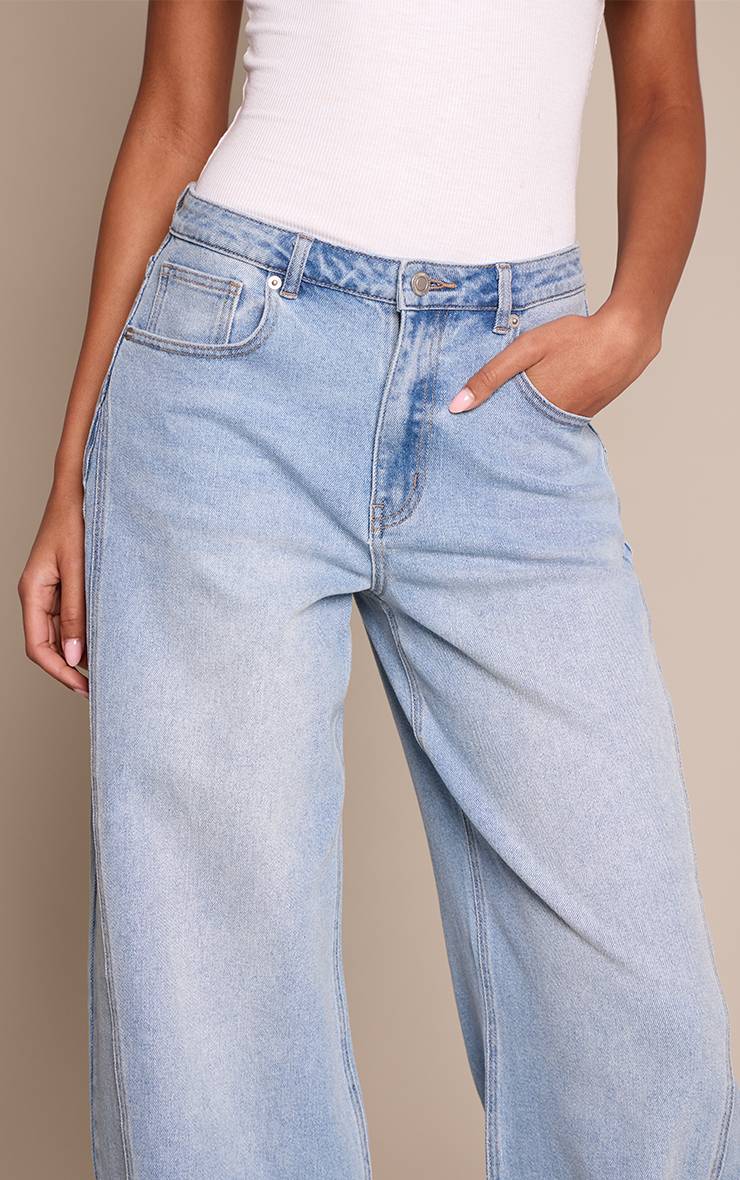 Jean Barrel Taille Mi-haute Stretch Bleu Moyen Tall