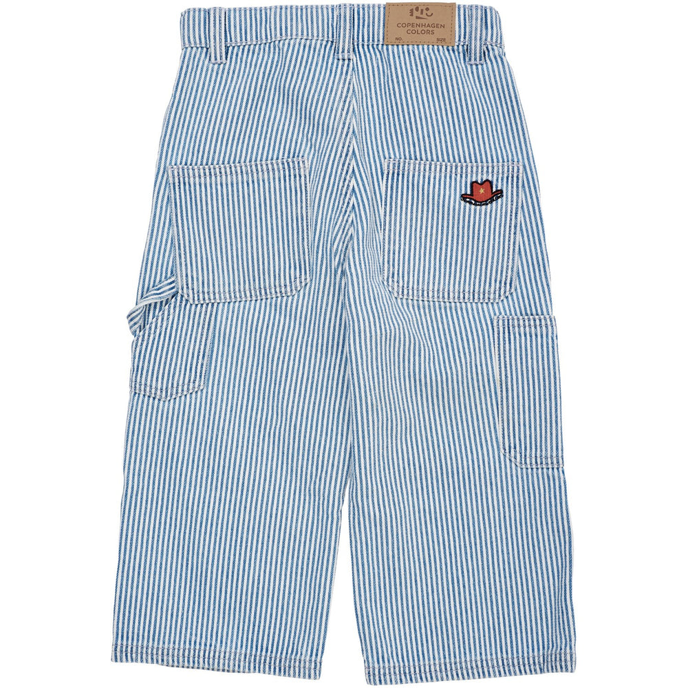Køb COPENHAGEN COLORS Denim Blue Stripe Y/D Stripe Twill Cargo Bukser W. Adj. Waist