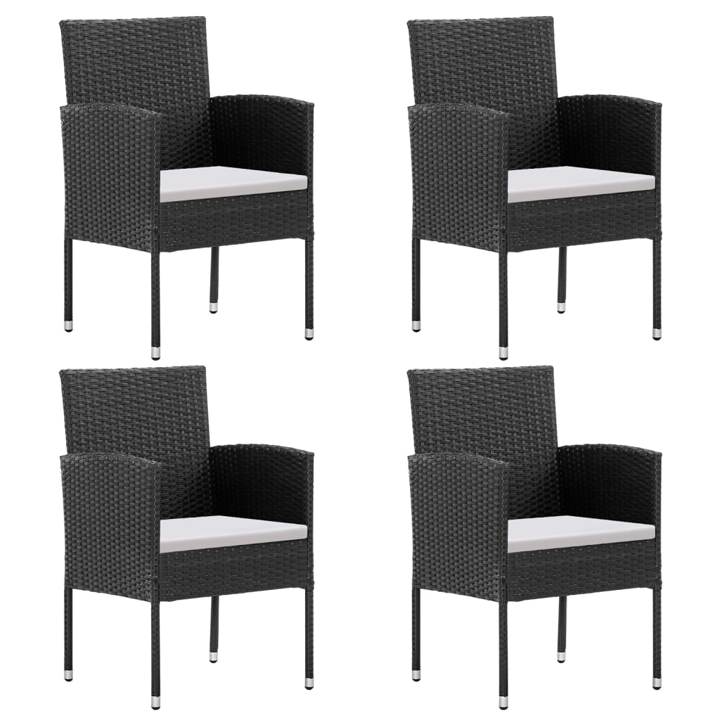 Mobilier à dîner salon de jardin et coussins 5 pièces noir résine tressée