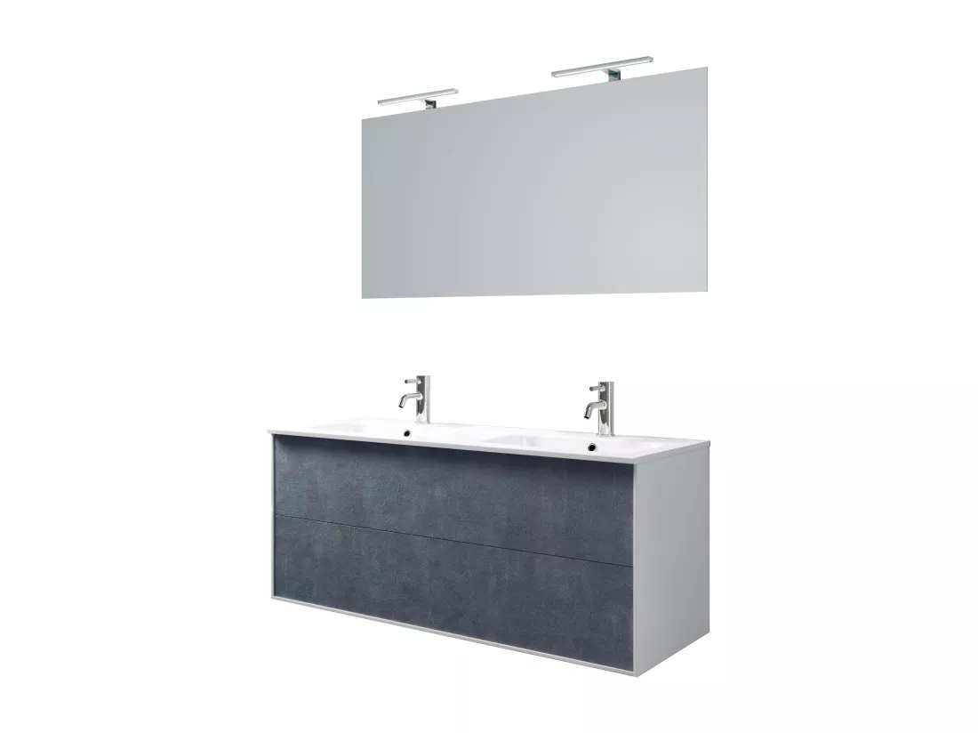 Ensemble de salle de bain double vasque 5 pièces IGEA blue pierre
